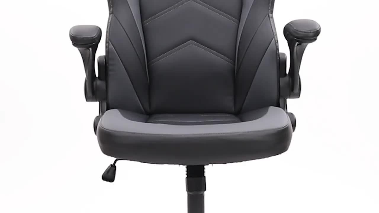 Computer Gaming Chair High Back, Ergonomic Office Seat with Flip-up Armrest, Wheeled Video Gamchair for Adults