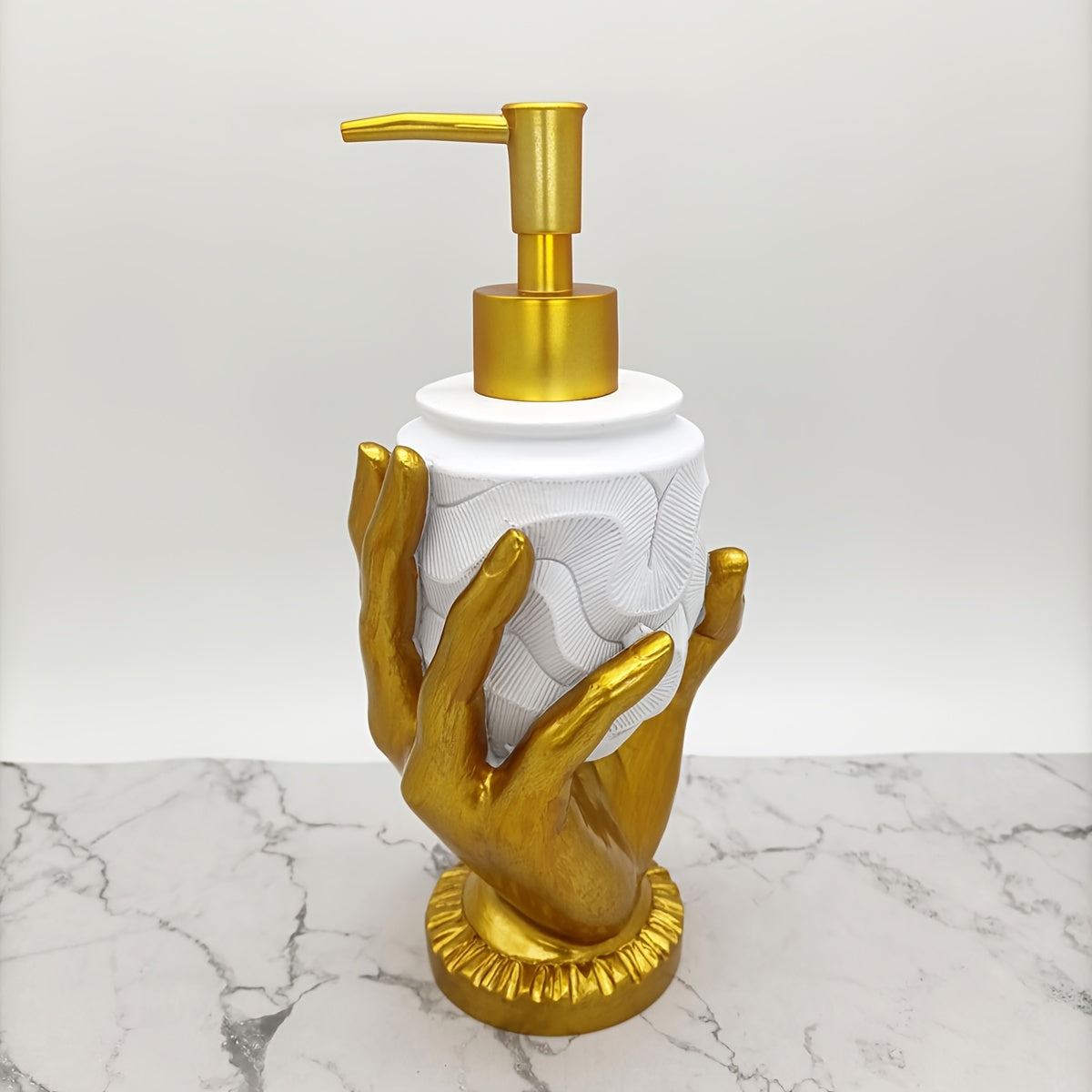 Golden Finger Design Resin Soap Dispenser - Mercury-Free, Freestanding Bathroom Accessory for Lotion & Shampoo, Soap Dispenser Bathroom