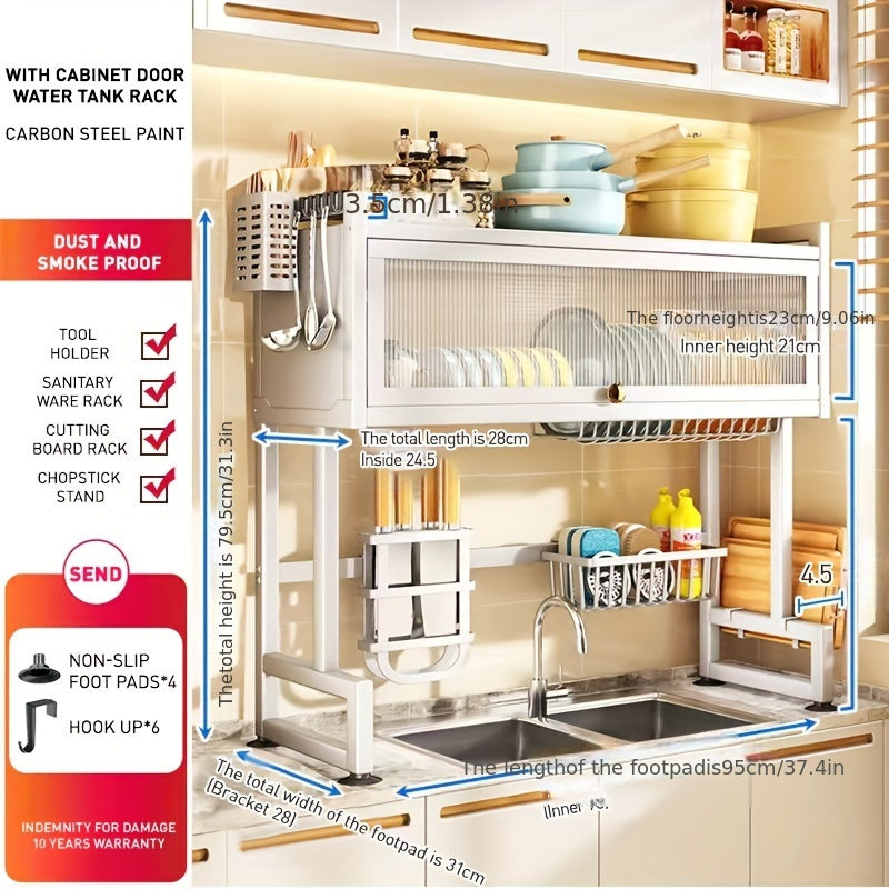 Home with Cabinet Door Kitchen Storage Rack Sink Dish Tray Storage Rack Multi-function Counter Top Drain Rack