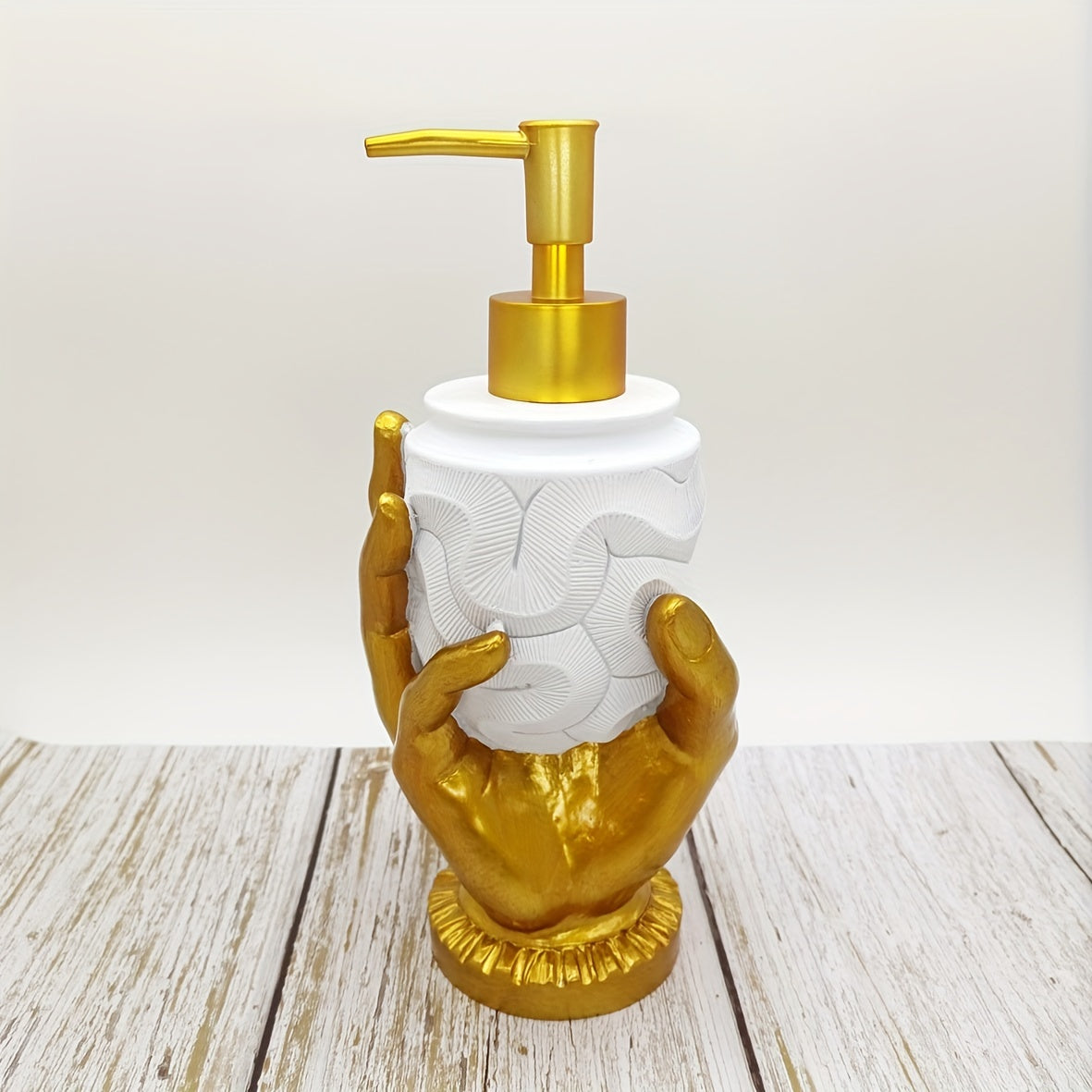 Golden Finger Design Resin Soap Dispenser - Mercury-Free, Freestanding Bathroom Accessory for Lotion & Shampoo, Soap Dispenser Bathroom